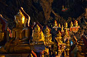 Inle Lake Myanmar. Pindaya, the famous Shwe Oo Min pagoda, a natural cave filled with thousands of gilded Buddha statues. 